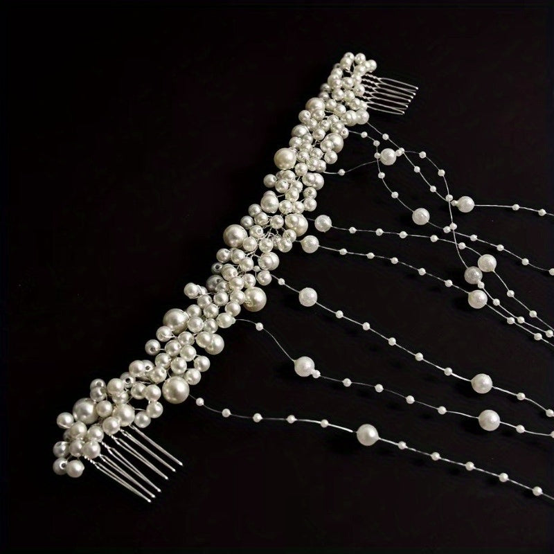 Bridal Waterfall of Pearls Hair Accessory