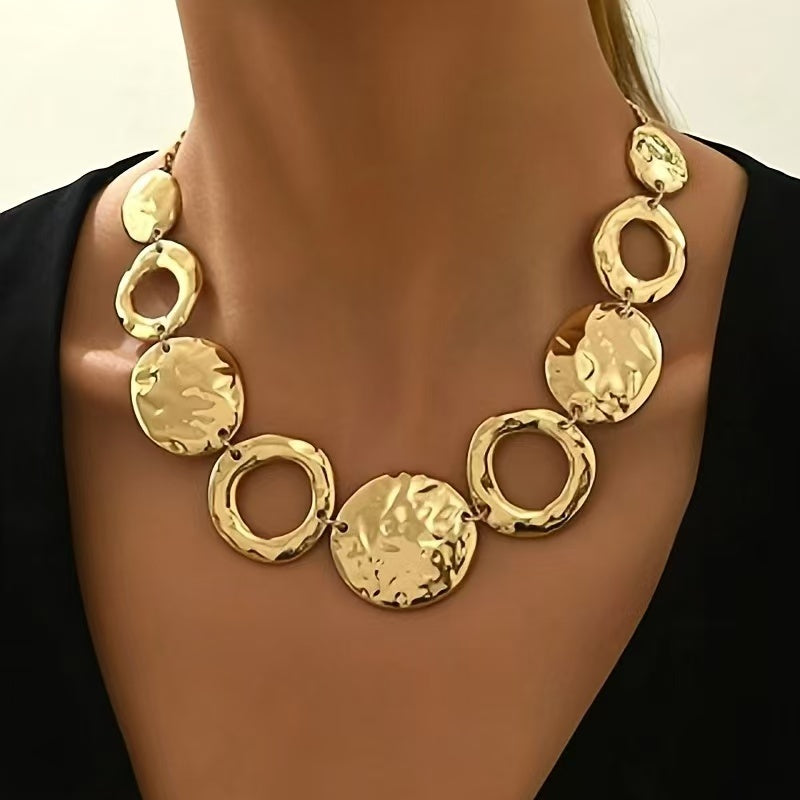 Hammered Gold Geo Statement Necklace