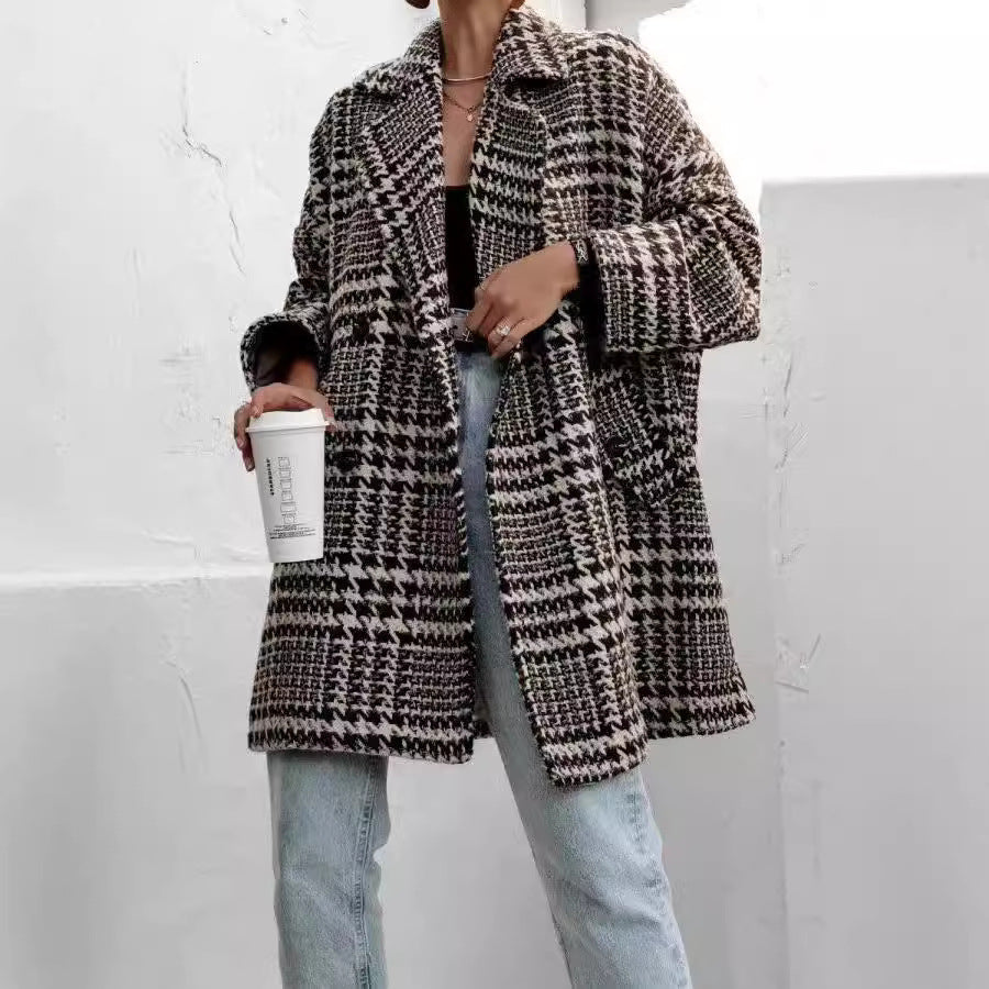 Baggy Houndstooth Coat