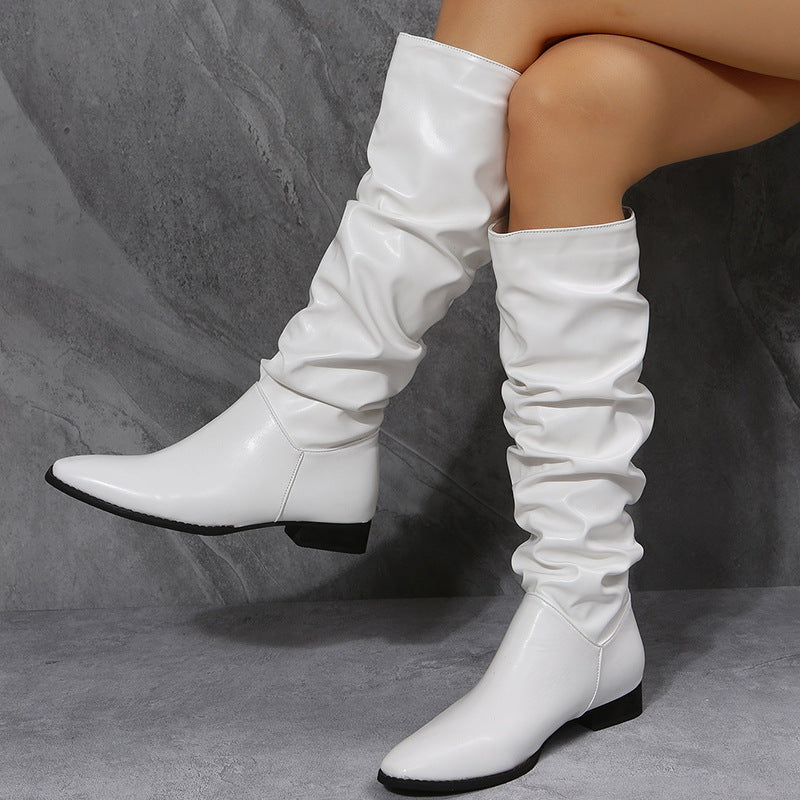 Classic PU Leather Knee Boots