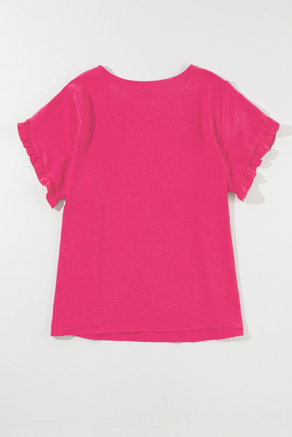 Bright Pink Ruffled Short Sleeve Top