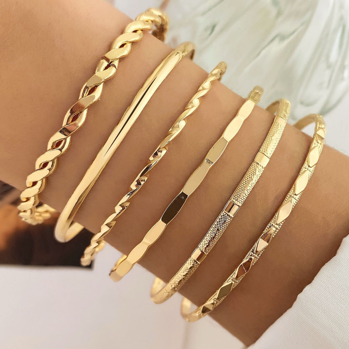Bohemian Gold Metal Bracelet Set