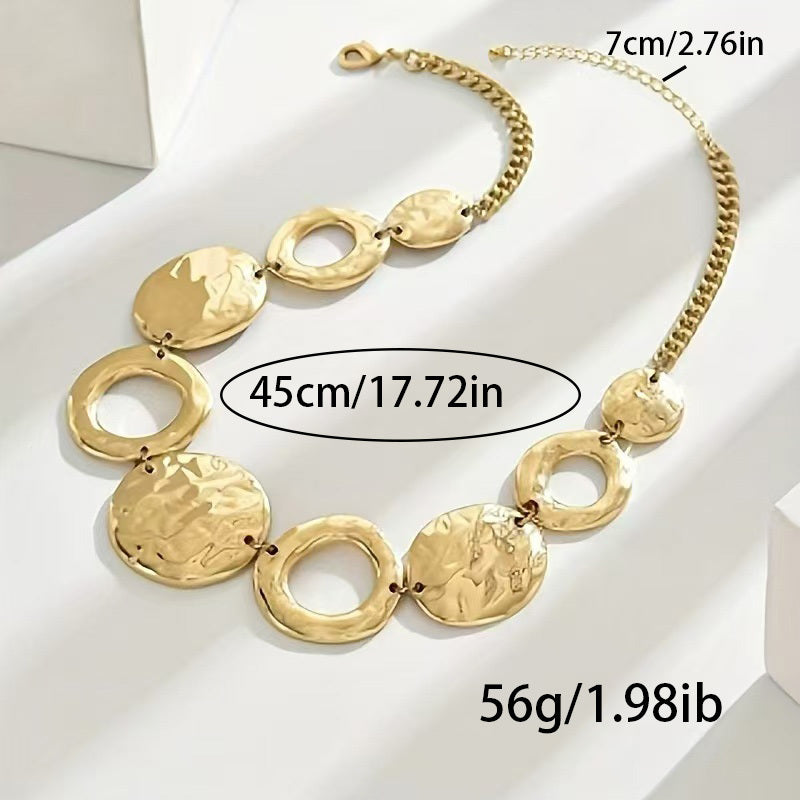 Hammered Gold Geo Statement Necklace