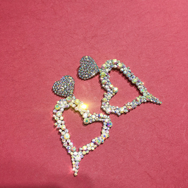 Giant Jeweled Hearts Earrings