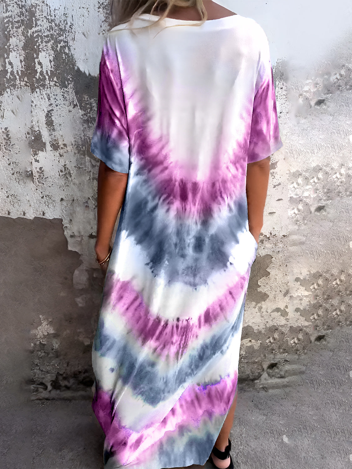Tie-Dye Short Sleeve Lounge Maxi Dress