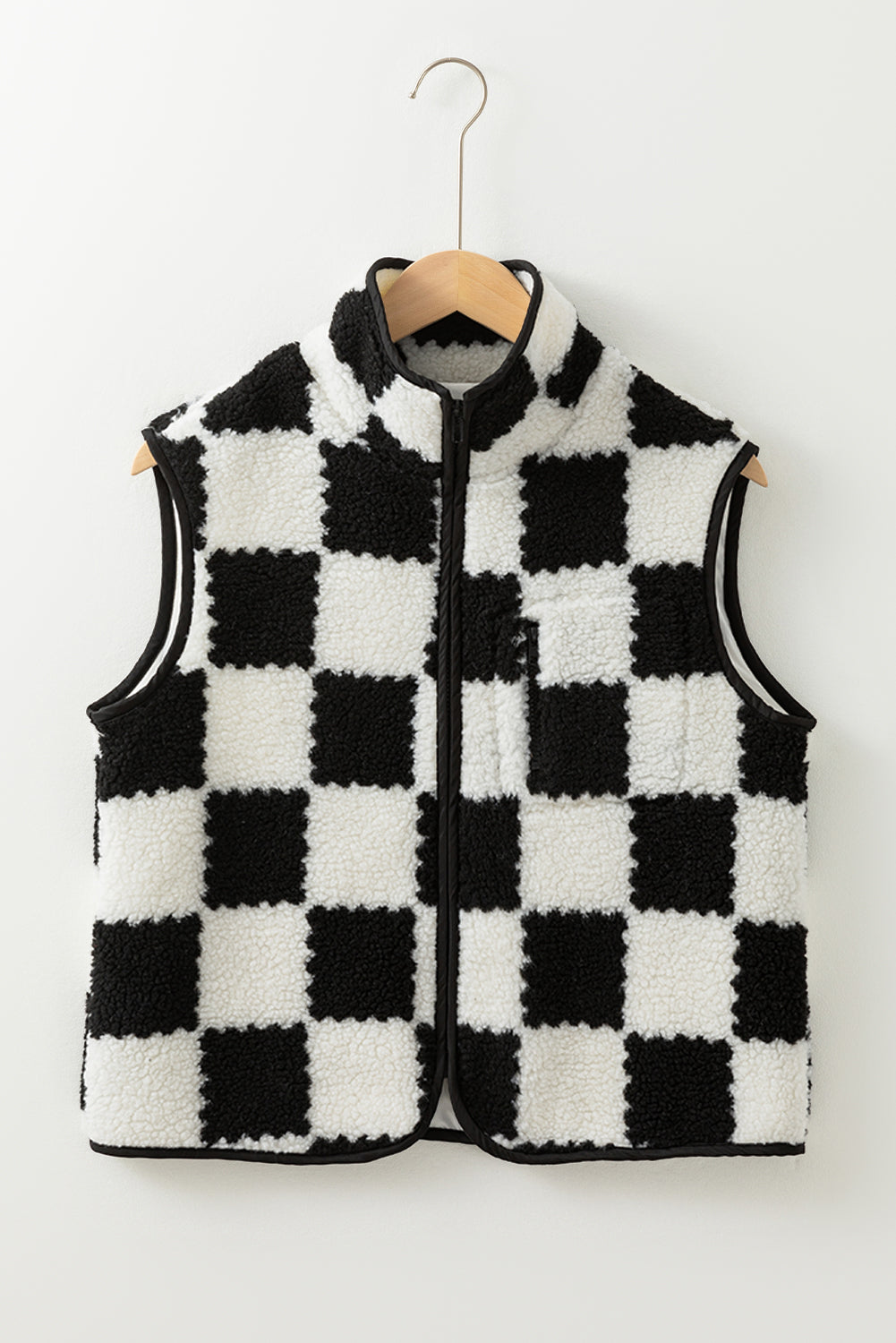 B&W Checkered Sherpa Vest