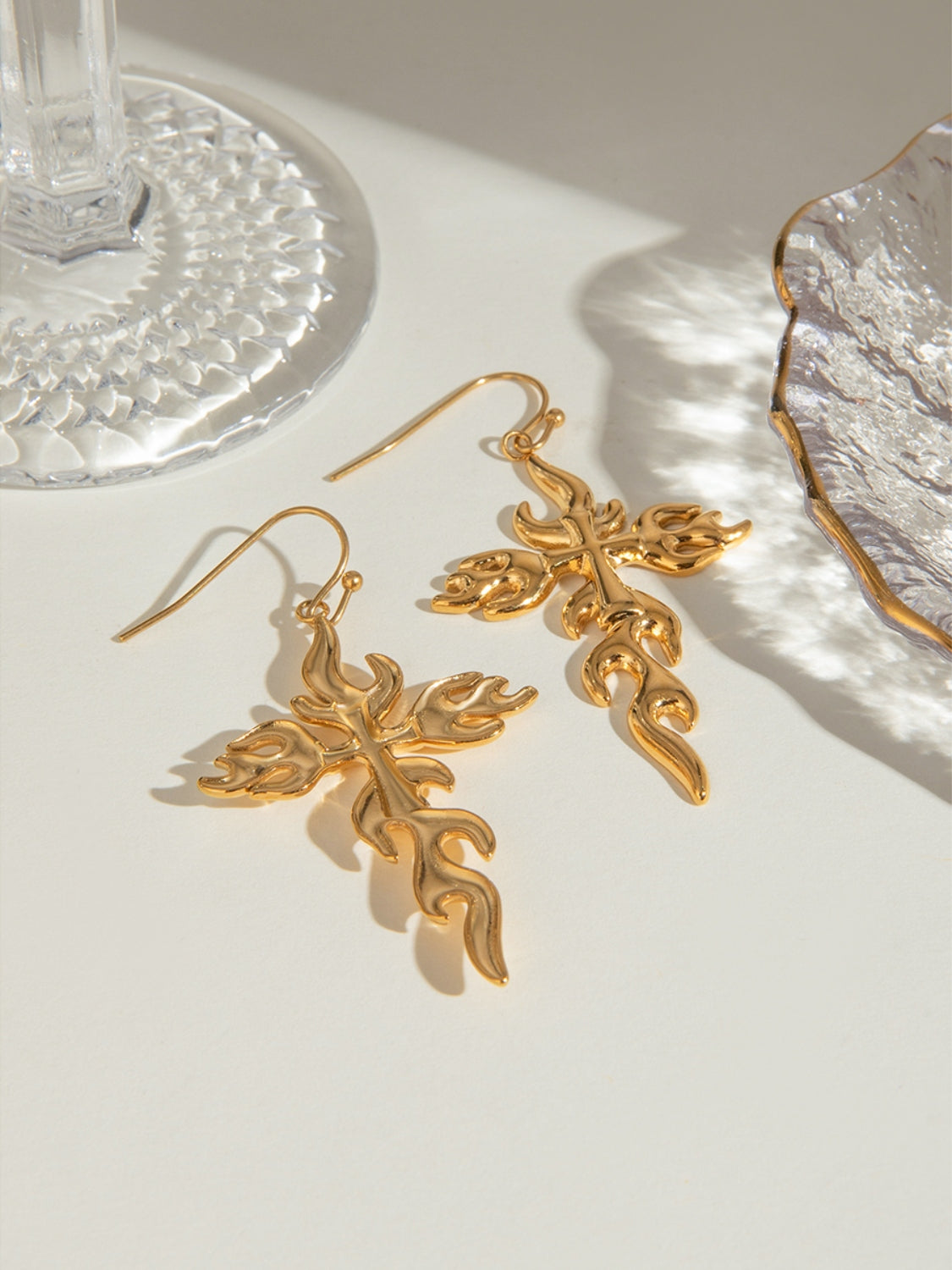 Gold-Plated Cross Earrings