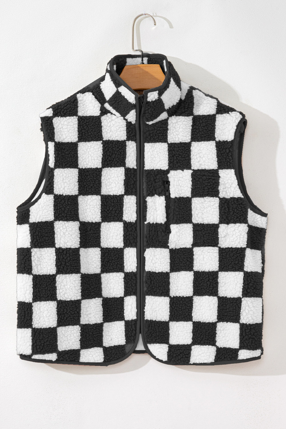 B&W Checkered Sherpa Vest