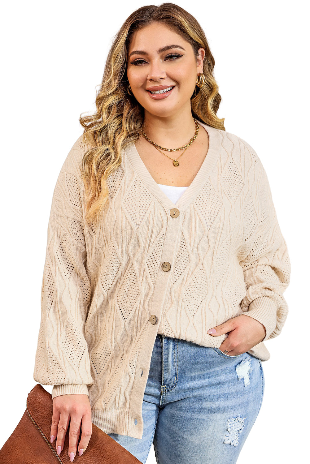 Apricot Plus Size Cardigan