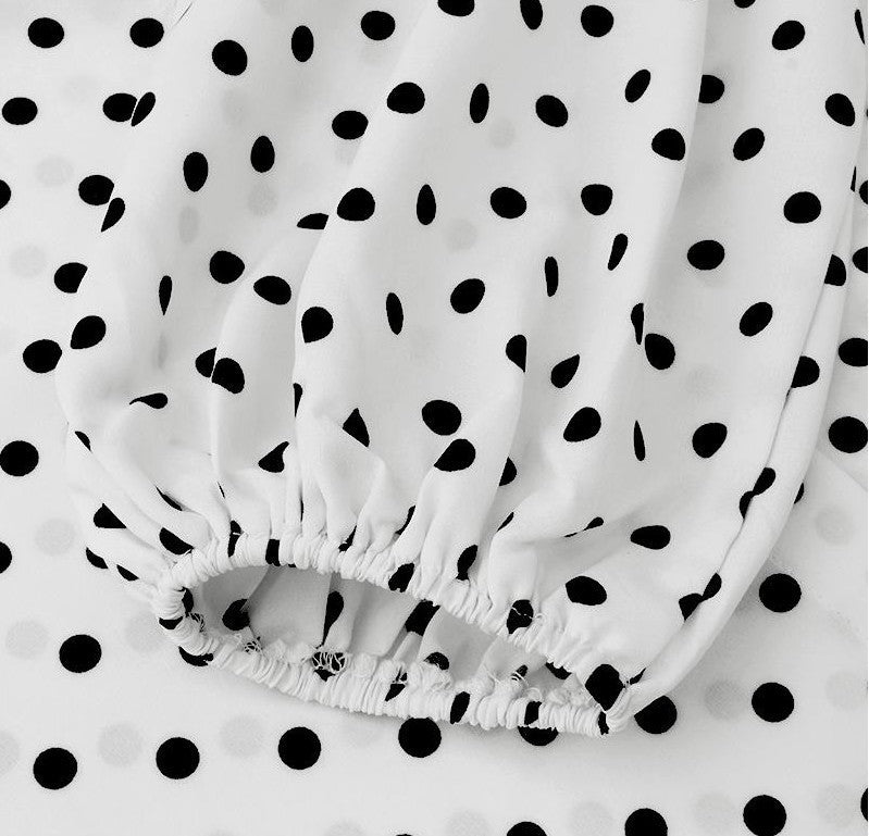 Chiffon Polka Dot Long Puff Sleeve Blouse