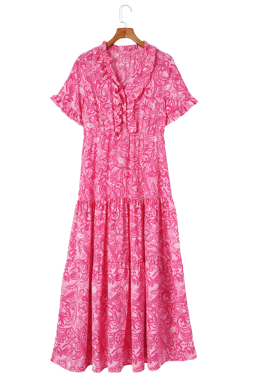 Floral Ruffled Tiered Empire Maxi Dress