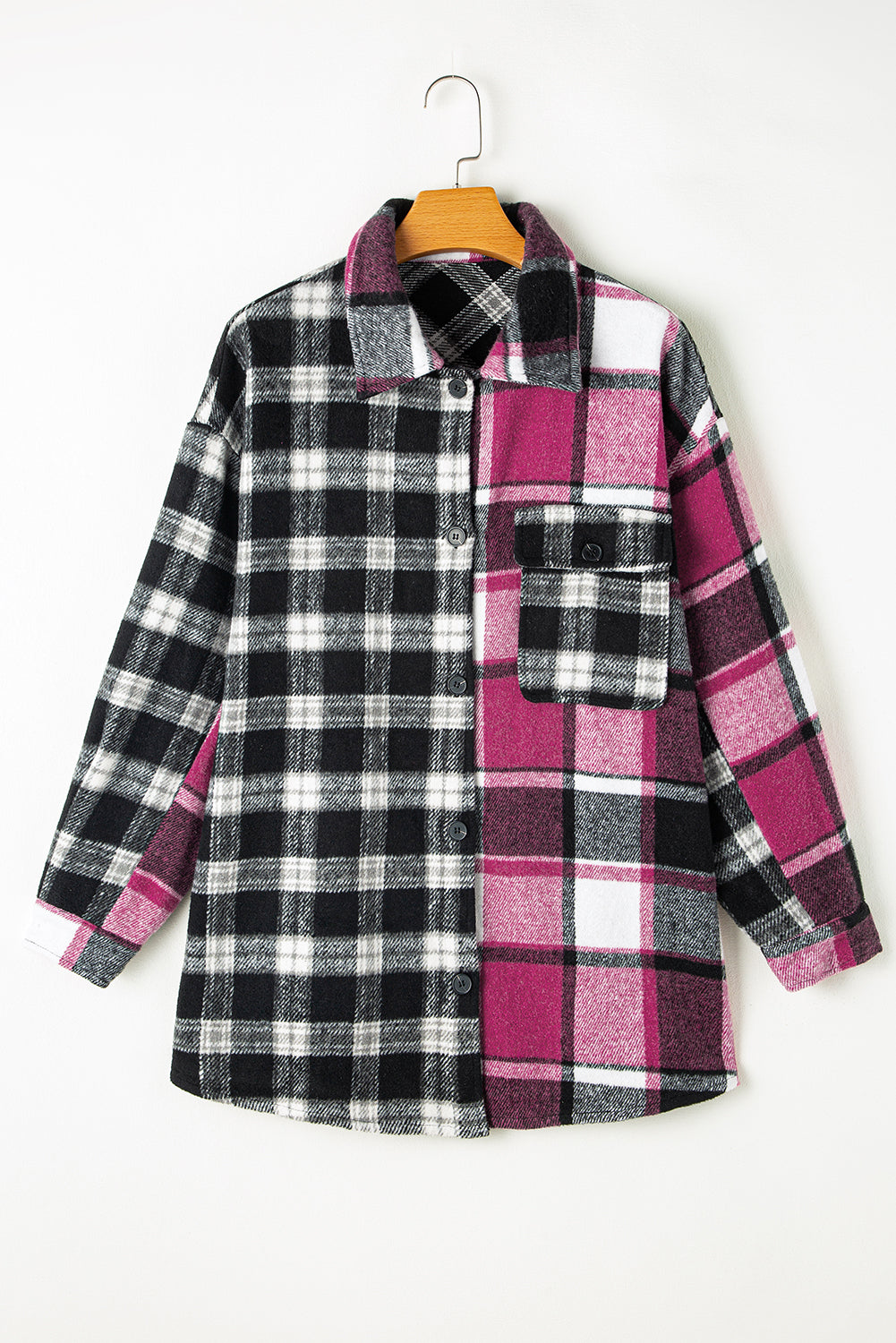 Black Plaid Colorblock Shacket