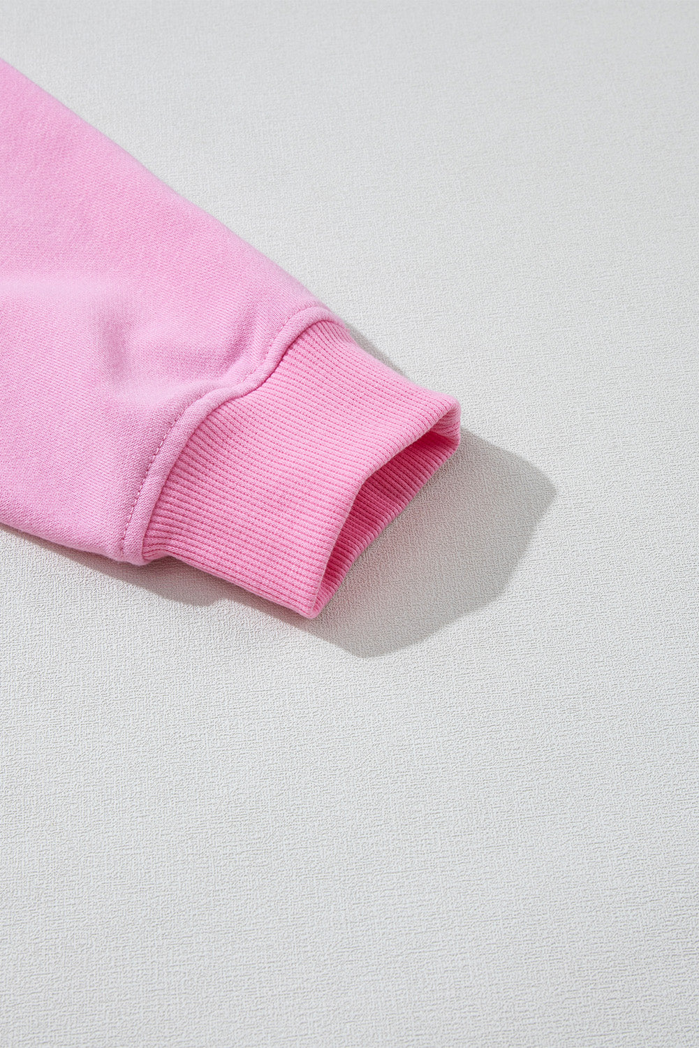 Pink Bonbon Pearl Detail Ribbed Crew Neck Sweatshirt