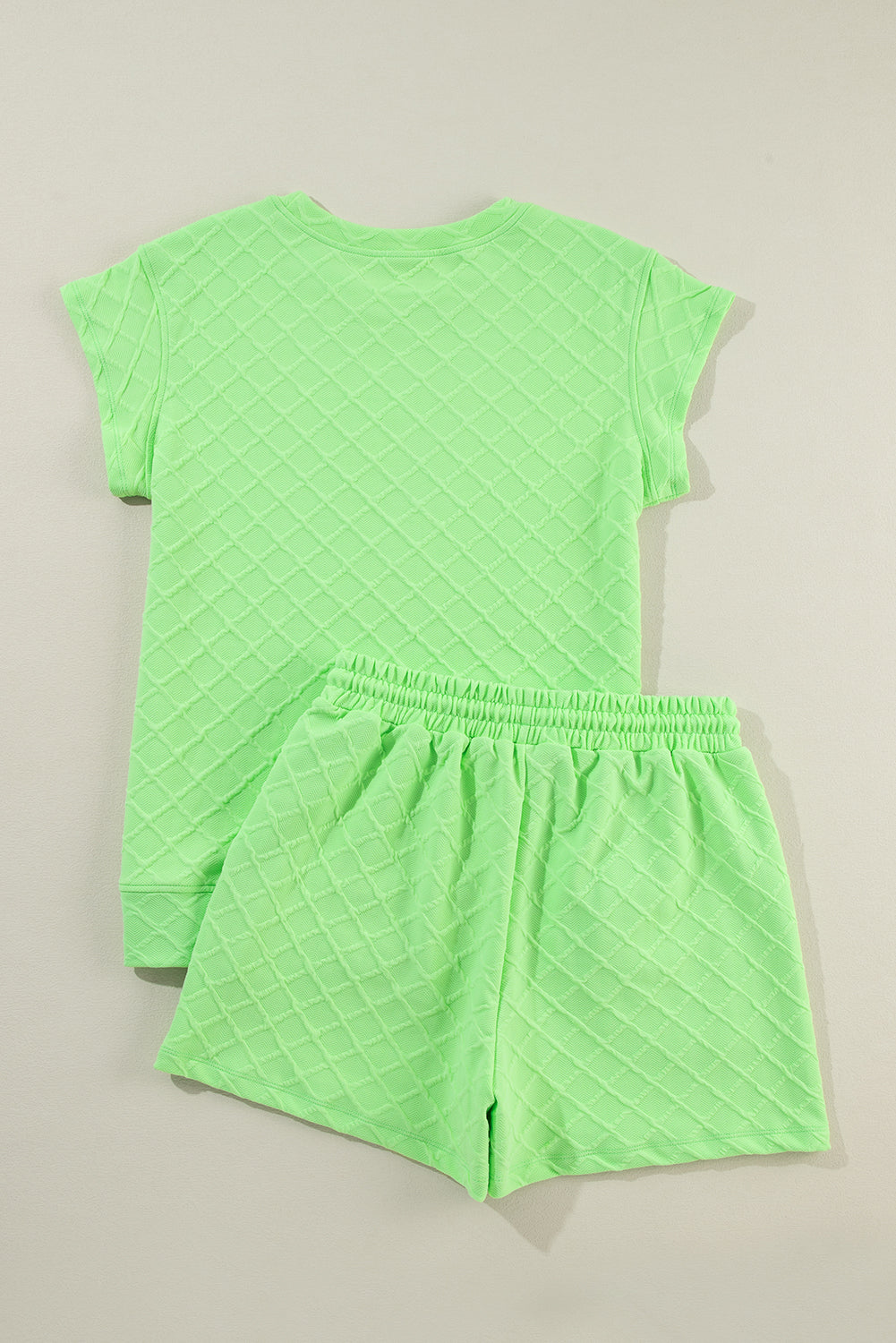 Lime Textured Tee and Drawstring Shorts