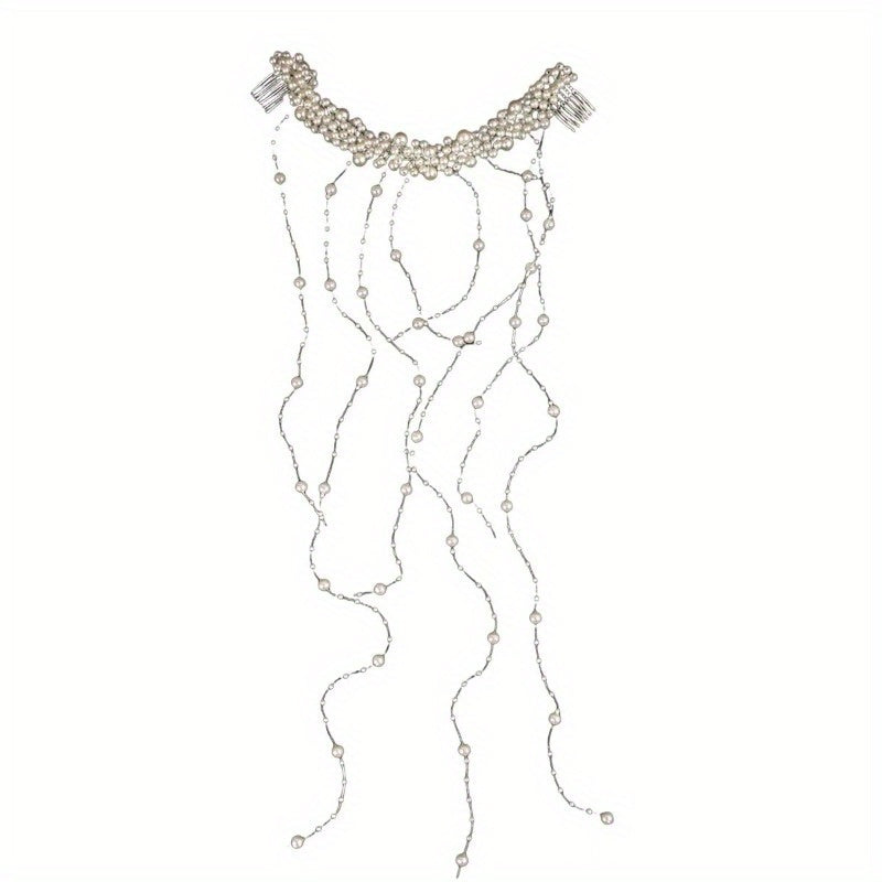 Bridal Waterfall of Pearls Hair Accessory