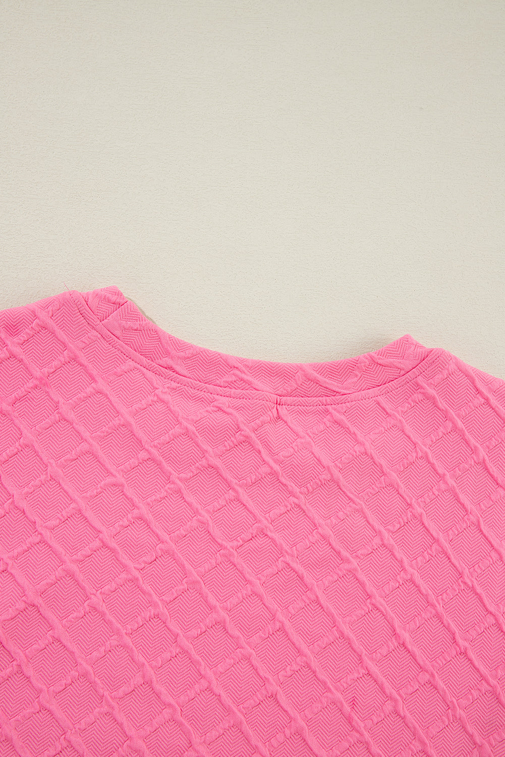 Pink Textured Tee and Drawstring Shorts Set