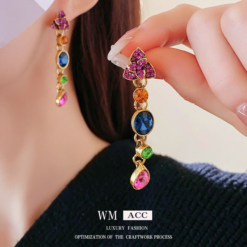 Colorful French Water Drop Necklace and Earrings