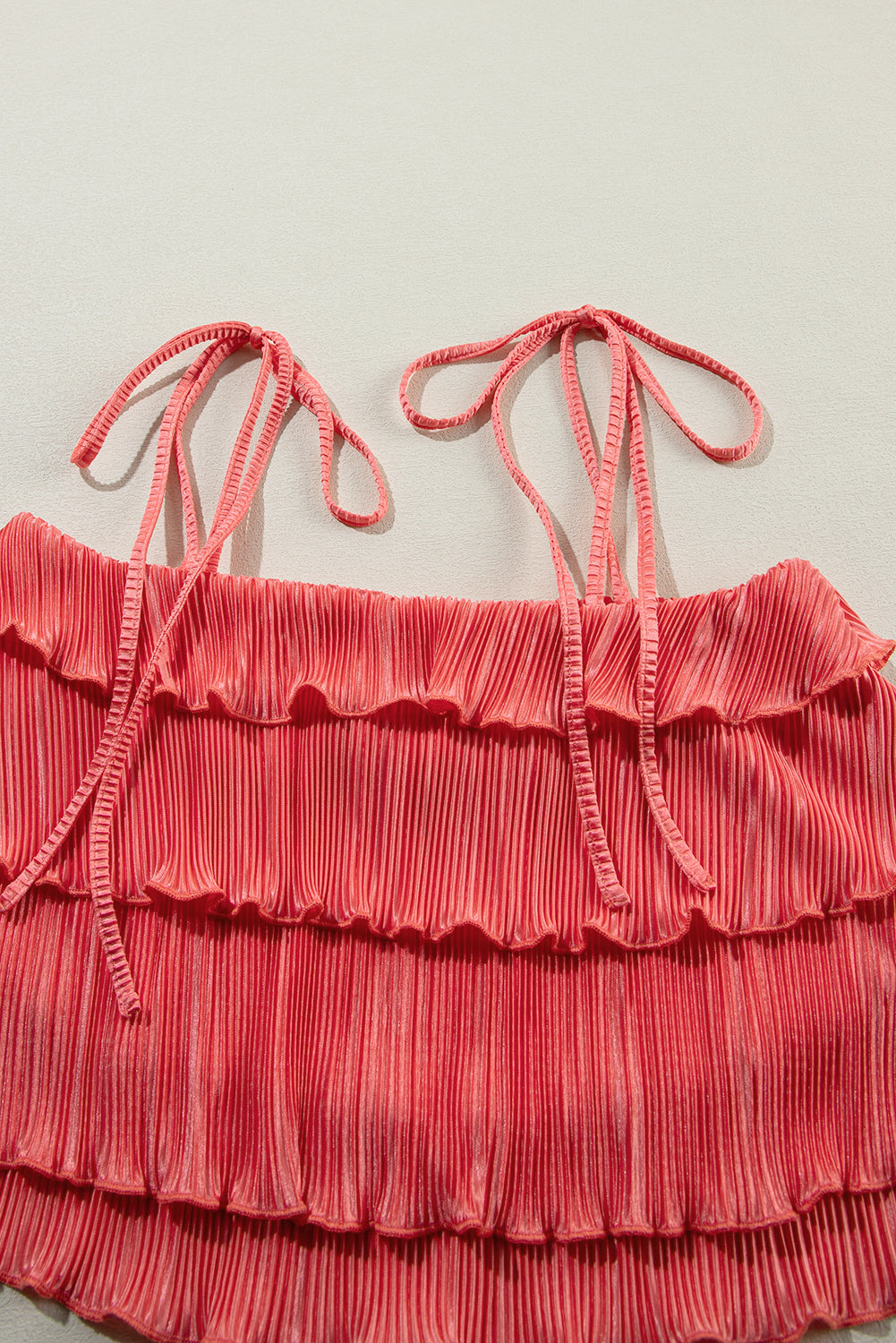 Orange Ruffle Tiered Cami Pleated Wide Leg Pants Set