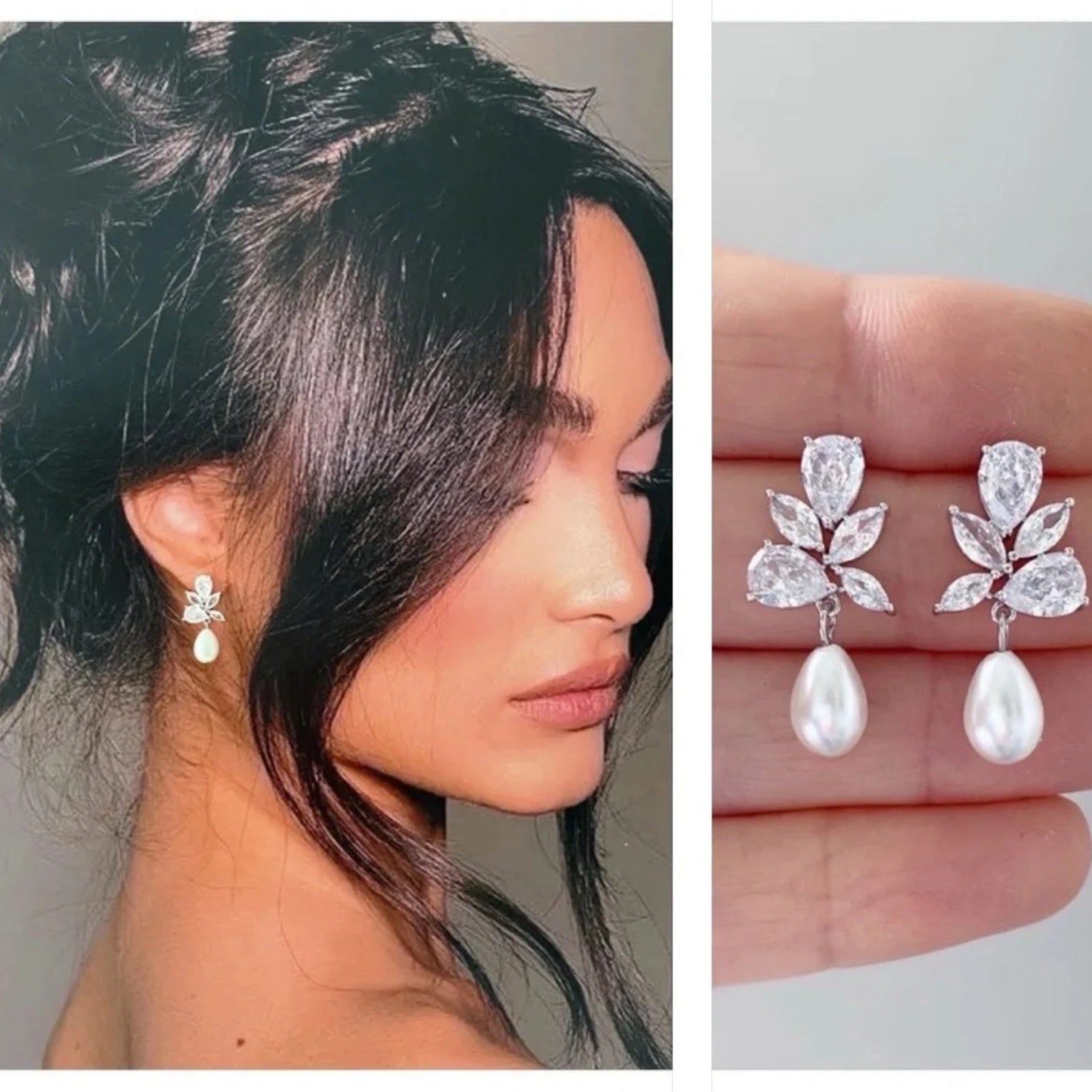 Elegant Dazzling Zircon Pearl Earrings