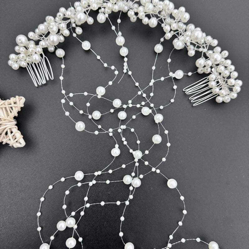 Bridal Waterfall of Pearls Hair Accessory