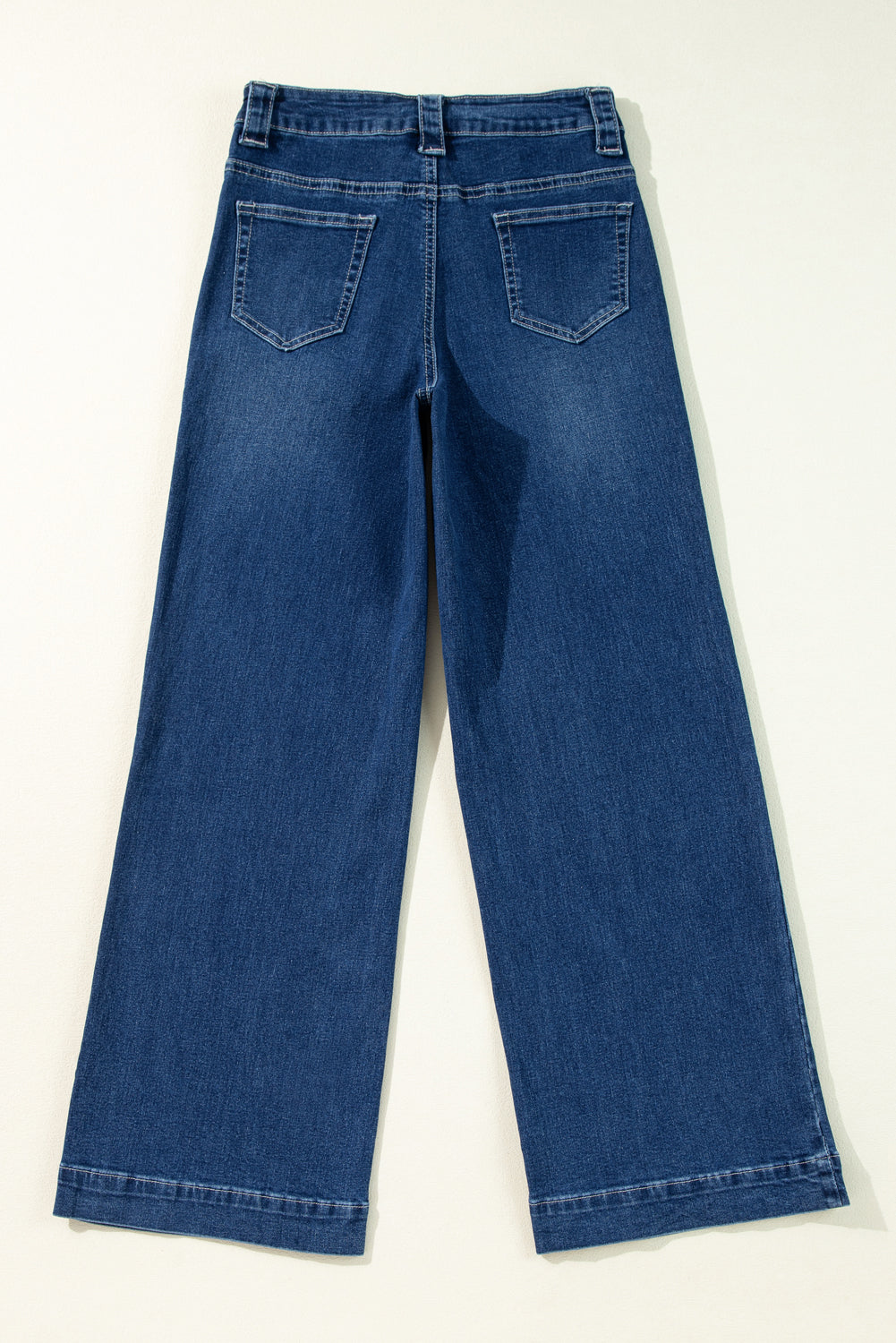 Blue Wide Leg Pocketed High Waist Jeans