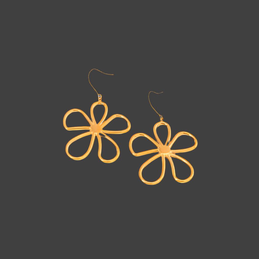 Gold Plated Open Daisy Dangle Earrings