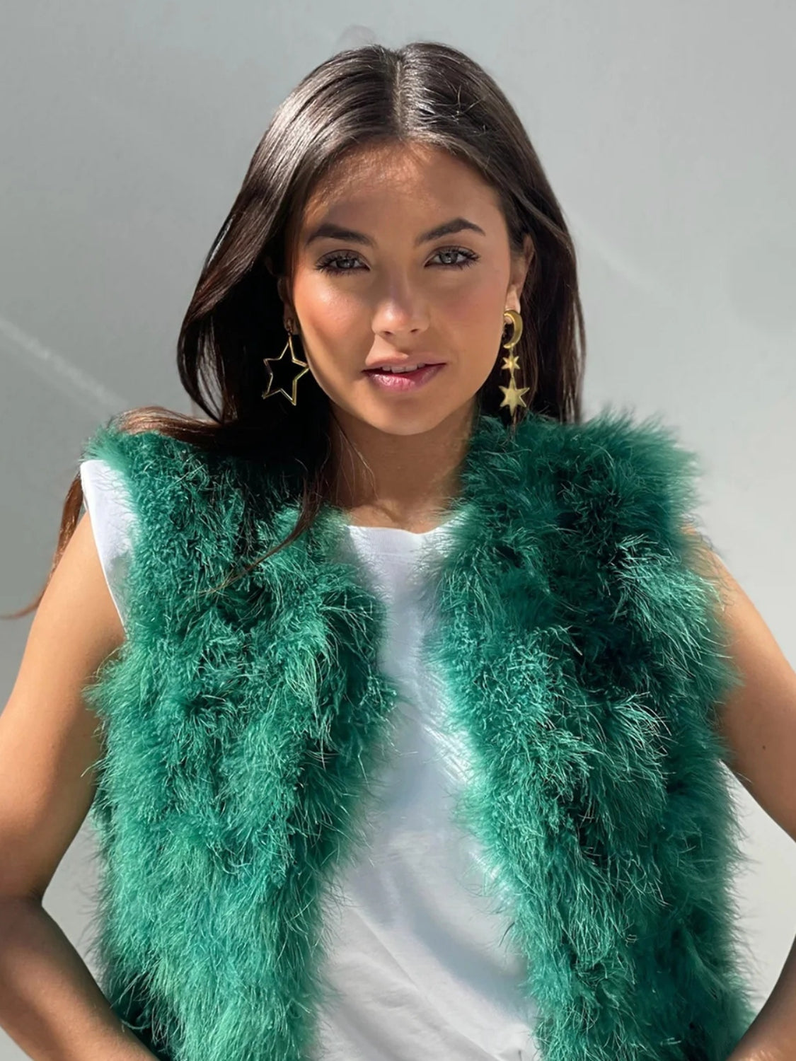 Gold Moon & Star Dangle Earrings