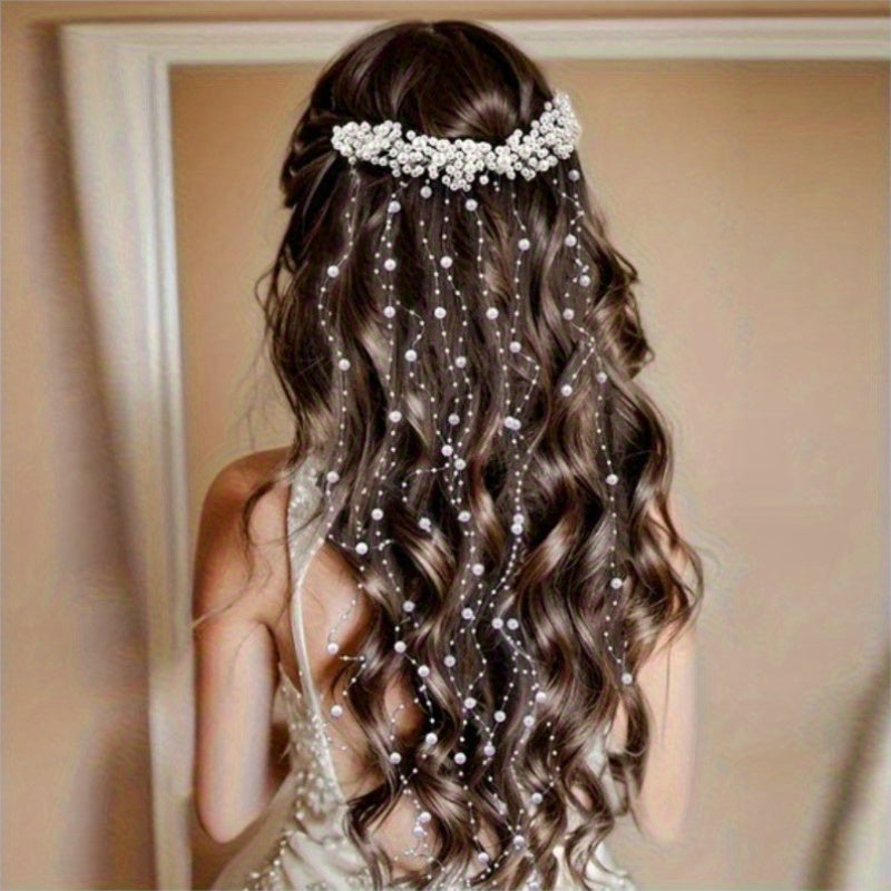 Bridal Waterfall of Pearls Hair Accessory