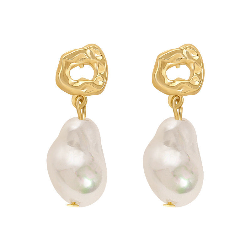 New Trendy Elegant French Baroque Artificial Pearl Dangle Earrings