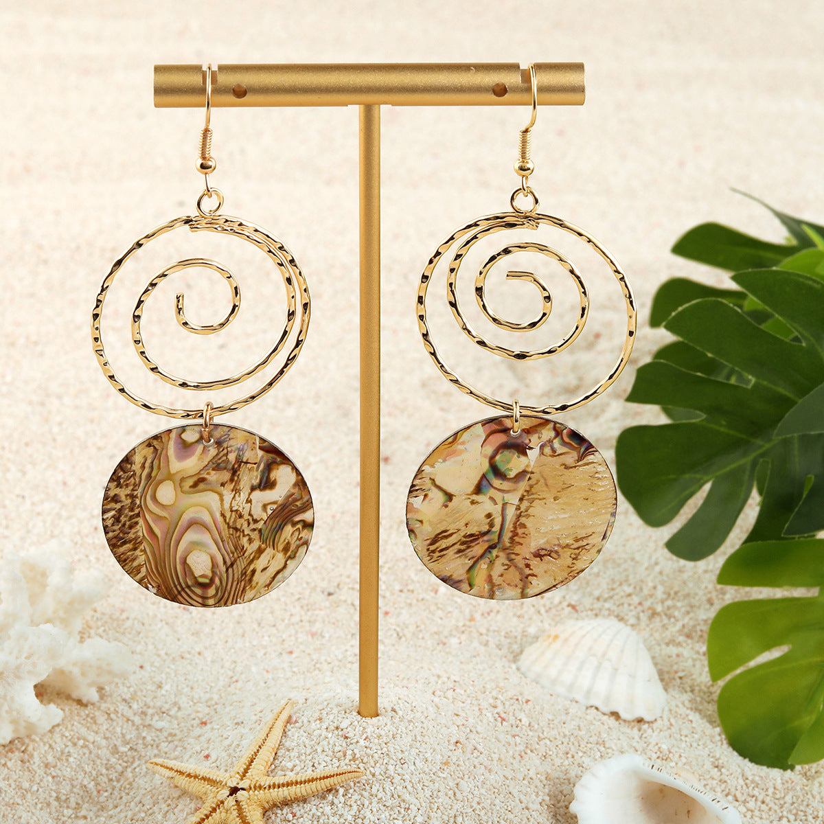Abalone Swirl Dangle Earrings