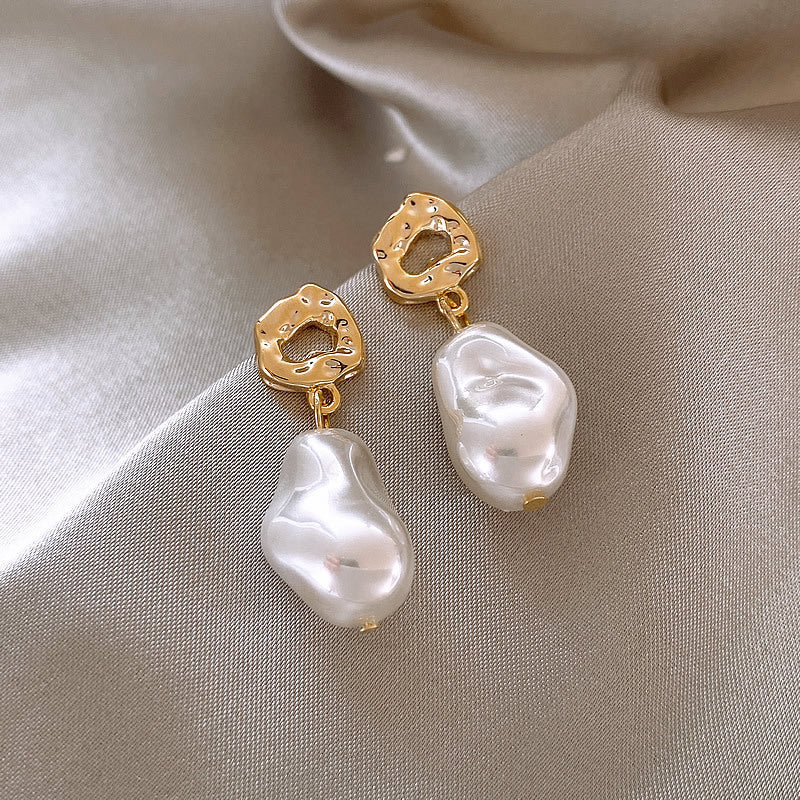 New Trendy Elegant French Baroque Artificial Pearl Dangle Earrings