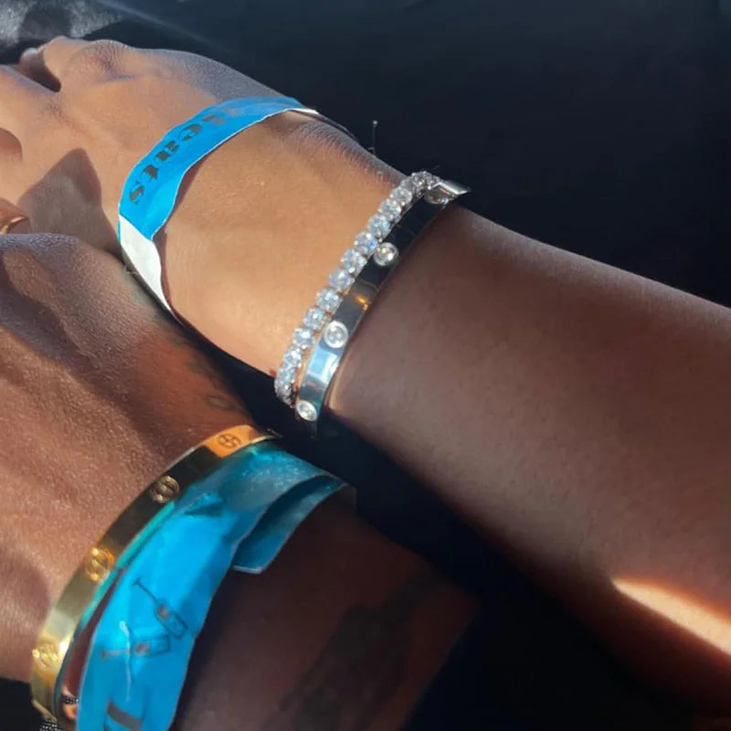 Cubic Zirconia Cuff Bangle Sets