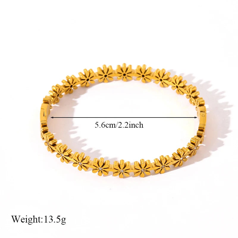 Gold Plated Stainless Steel Daisy Jewelry