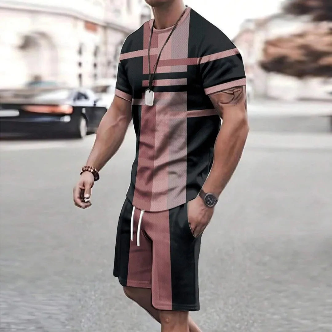 Men's Mesh Abstract Print Shorts Set