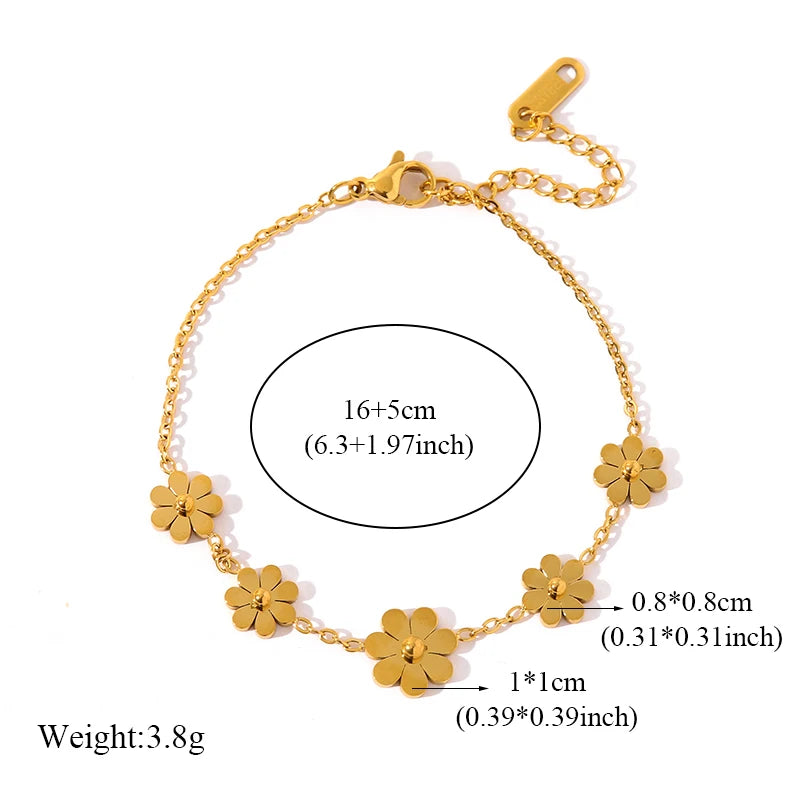Gold Plated Stainless Steel Daisy Jewelry