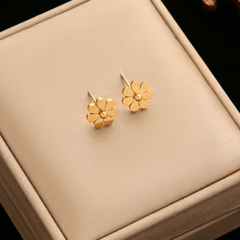 Gold Plated Stainless Steel Daisy Jewelry