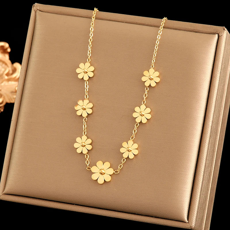 Gold Plated Stainless Steel Daisy Jewelry