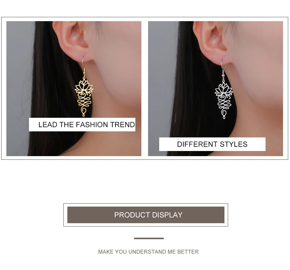 Hollow Lotus Flower Drop Earrings