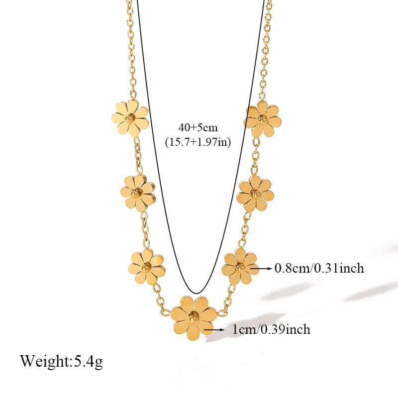 Gold Plated Stainless Steel Daisy Jewelry