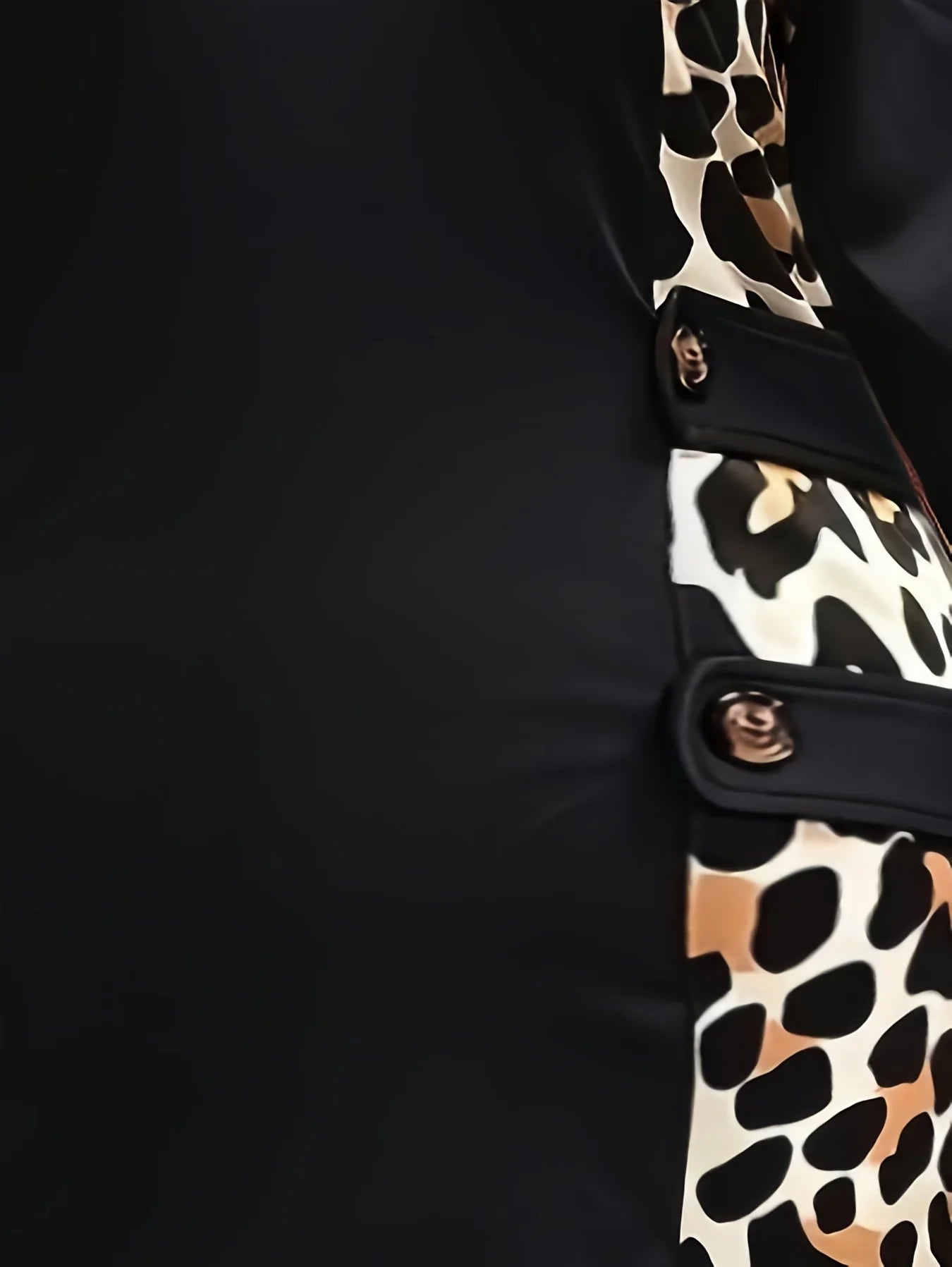 Black Leopard Patchwork Round Neck Bodycon Dress