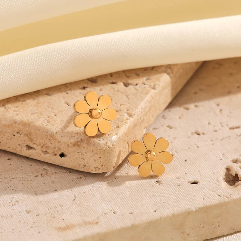 Gold Plated Stainless Steel Daisy Jewelry
