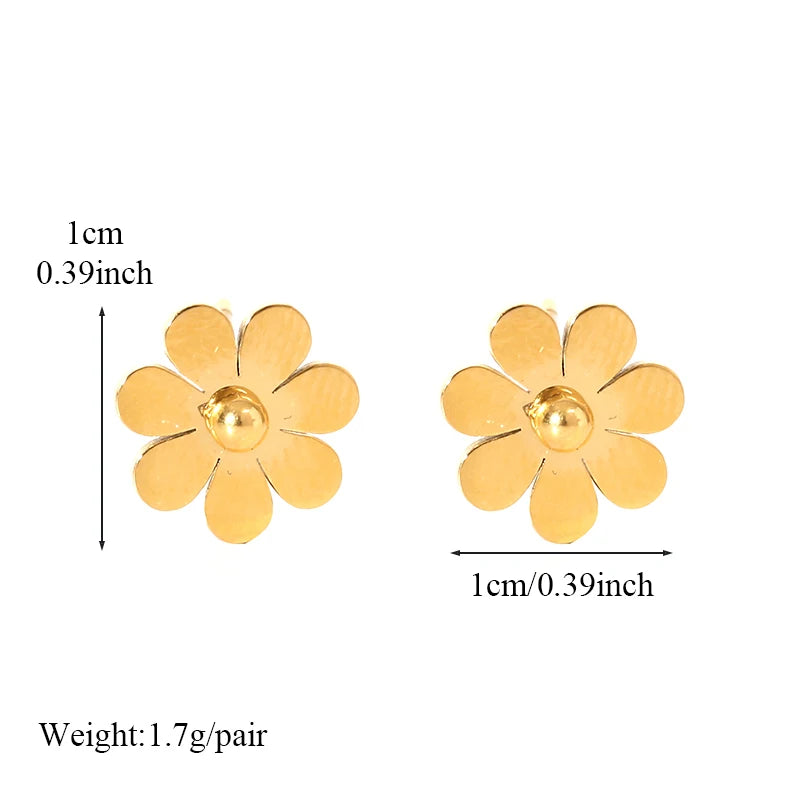 Gold Plated Stainless Steel Daisy Jewelry