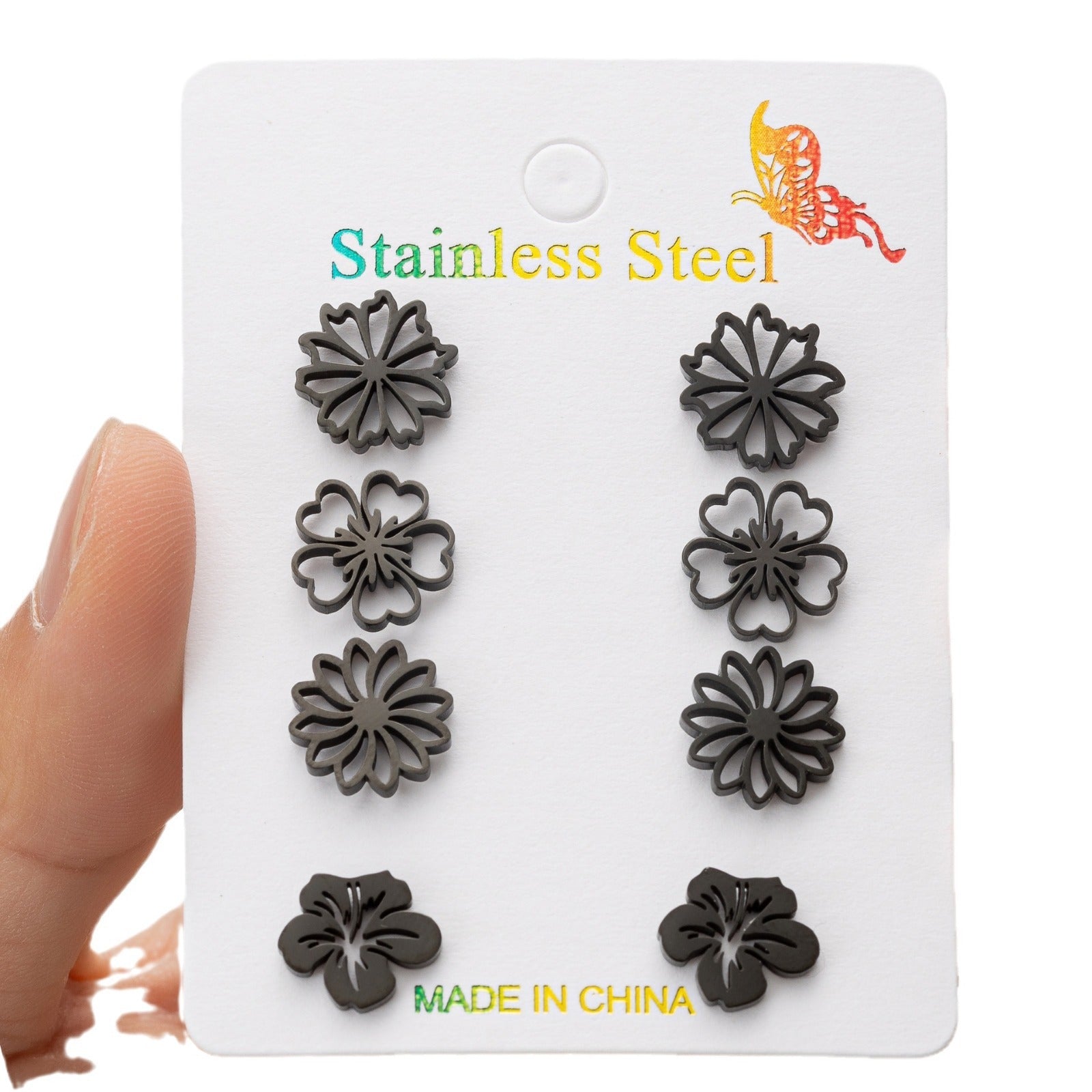 Floral Stud Earrings 4pk Set