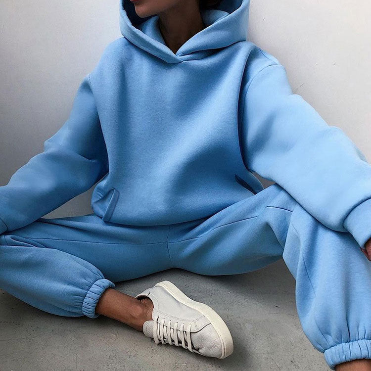 Light Blue Cold Weather Hooded Sweatsuit