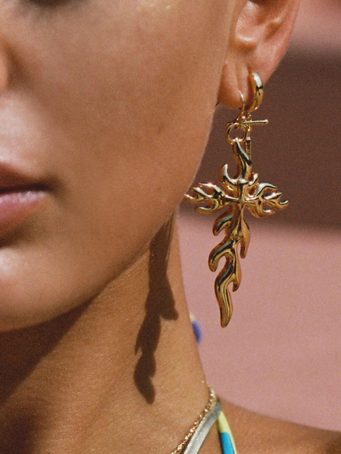 Gold-Plated Cross Earrings