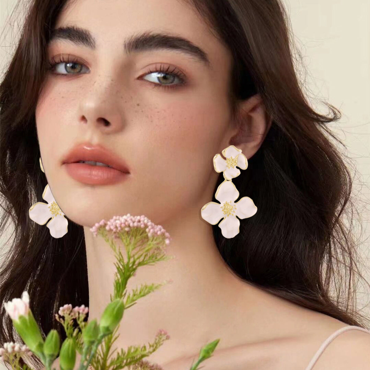 Large Camellia Drop Earrings