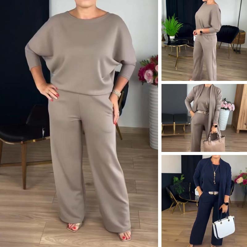 Autumn 3pc Long Sleeve Belted Pants Set