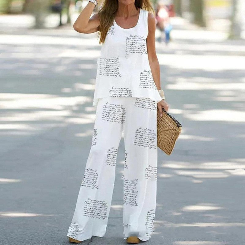 Printed Sleeveless Top and Pants Set