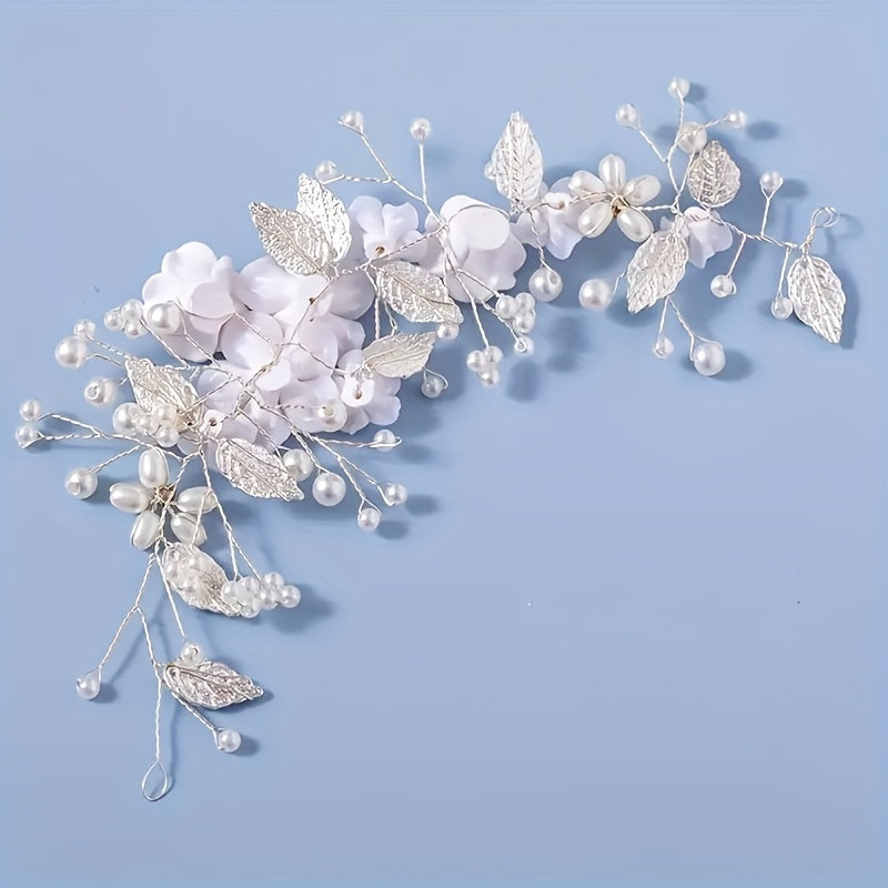 Bride Floral Pearl Rhinestone Hair Band