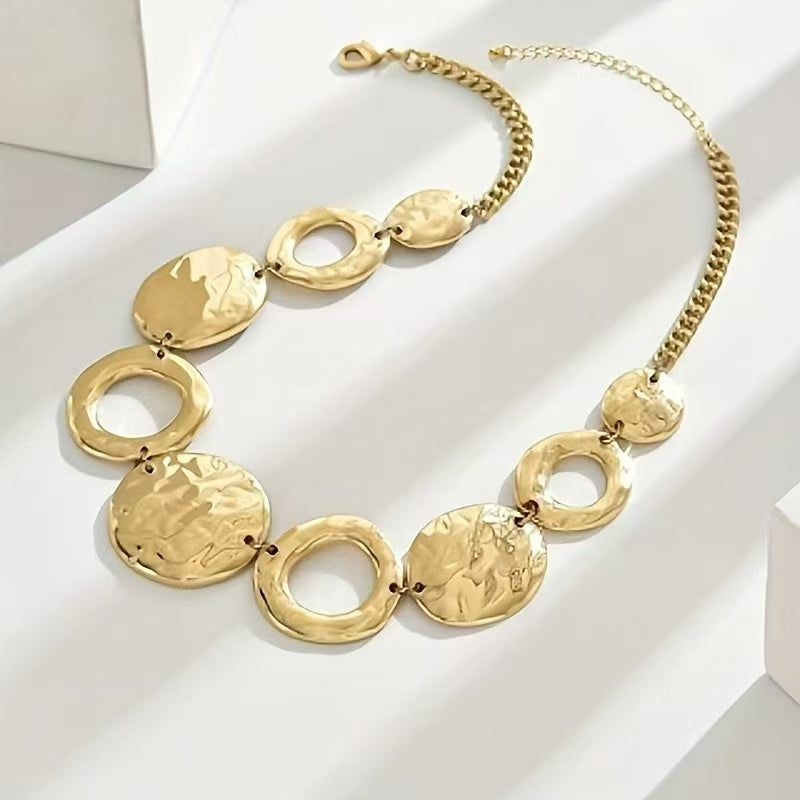 Hammered Gold Geo Statement Necklace